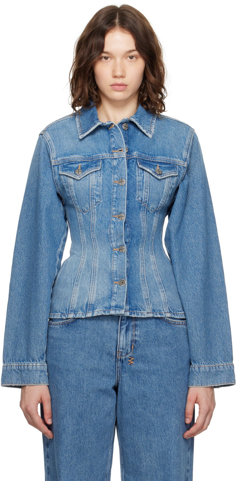 Jacka Ksubi Cinched Crop Tru Vintage Denim Jacket Blå | WPF25JK005