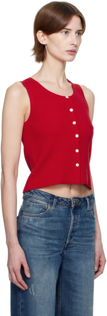 Linne A.P.C. A.P.C. Buttoned Cropped Tank Top Röd | VIALM-F23410, 1