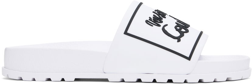 Sneakers och skor Versace Versace Jeans Couture Logo Shelly Pool Slides Vit | E78VA3SQ2_E71352