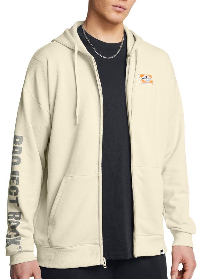 Sweatshirt Under Armour Project Rock Heavyweight Full-Zip Hoodie Beige | 1386898-273