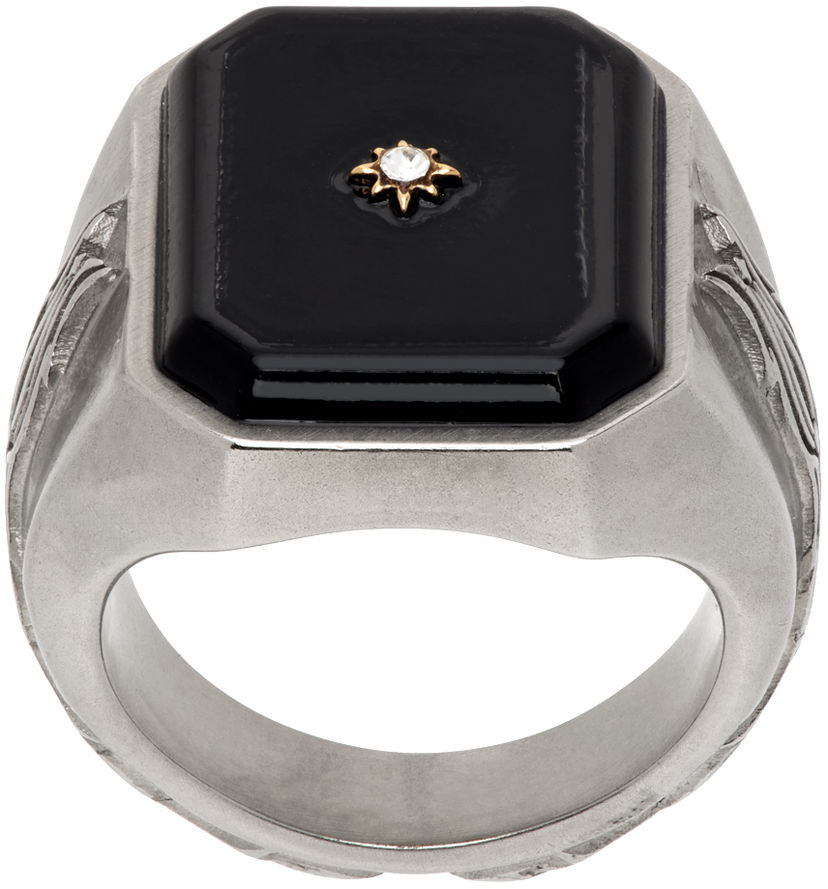 Ringa Maison Margiela Enamel Signet Ring Grå | SM1UQ0102 P6478
