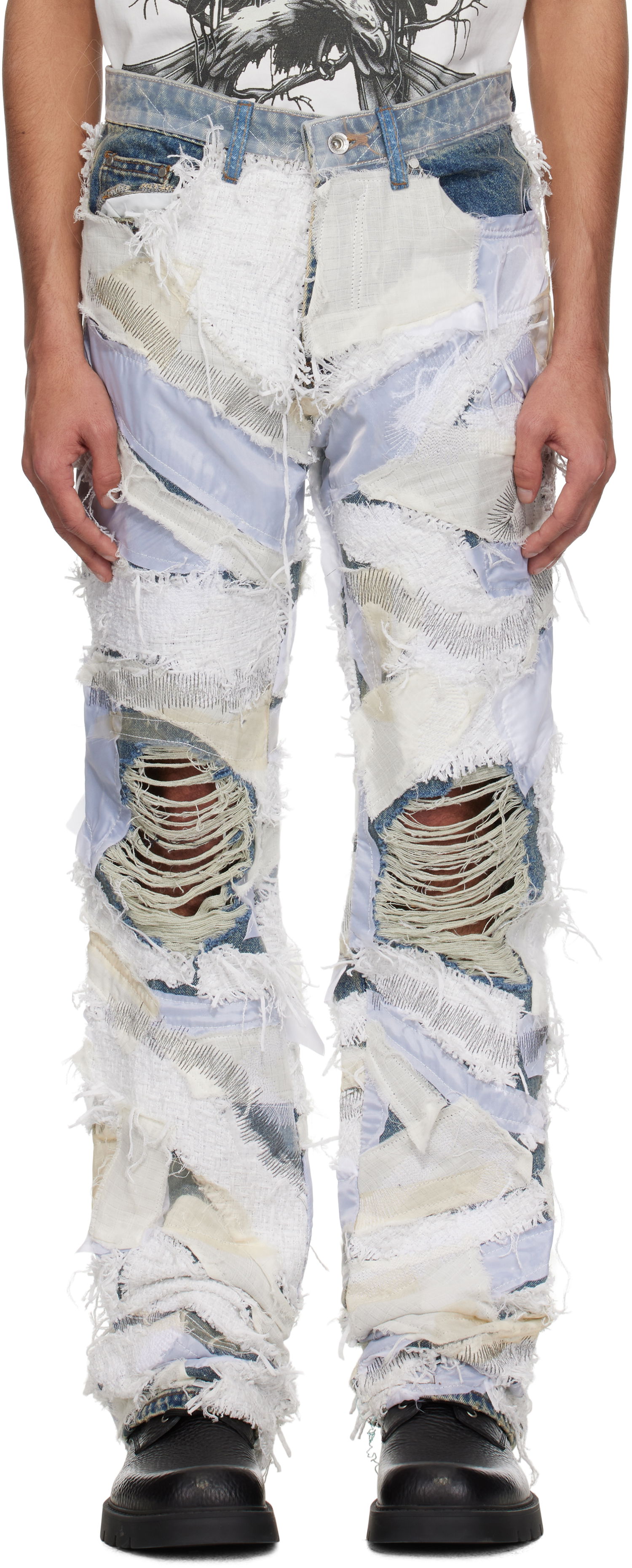 Jeans Who Decides War Who Decides War Beach Sand Patchwork Jeans Blå | 1120660001SS25, 0