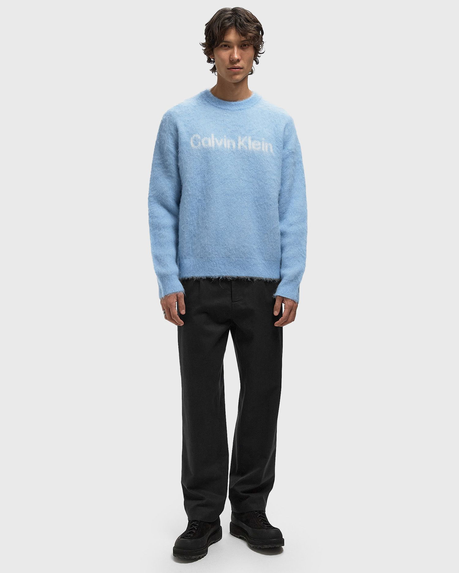 Sweater CALVIN KLEIN Brushed Alpaca Logo Crewneck Long-Sleeve Sweater Blå | LV04RD306GC12, 1