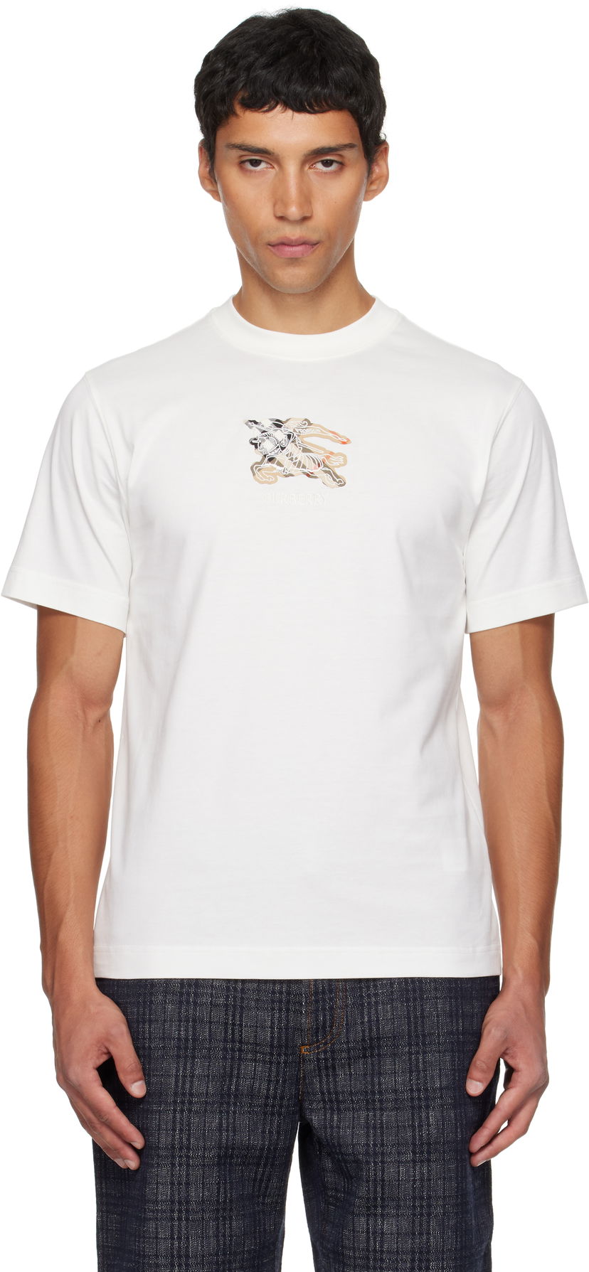 T-shirt Burberry Burberry EKD Check Cotton T-Shirt Vit | 8116170