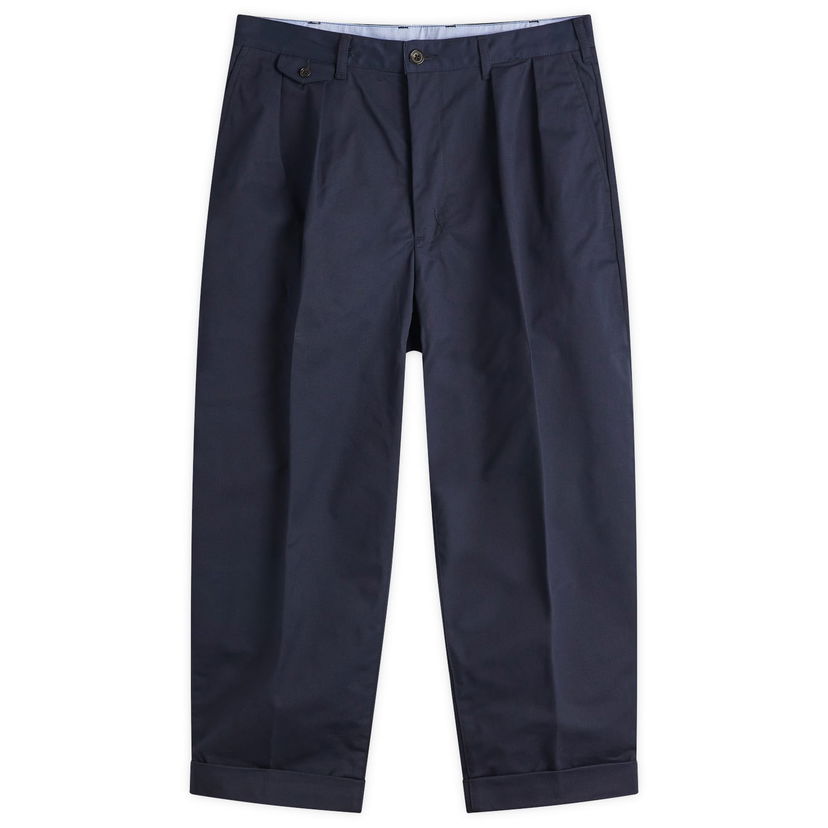 Byxor BEAMS Beams Plus 2 Pleat Chino Trousers, Size Small Mörkblå | 3823-0097-874-79