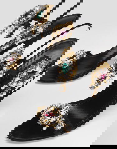 Tillbehör Dolce & Gabbana Dolce & Gabbana Embroidered Satin Sandals Svart | CR1934AX85280999, 3