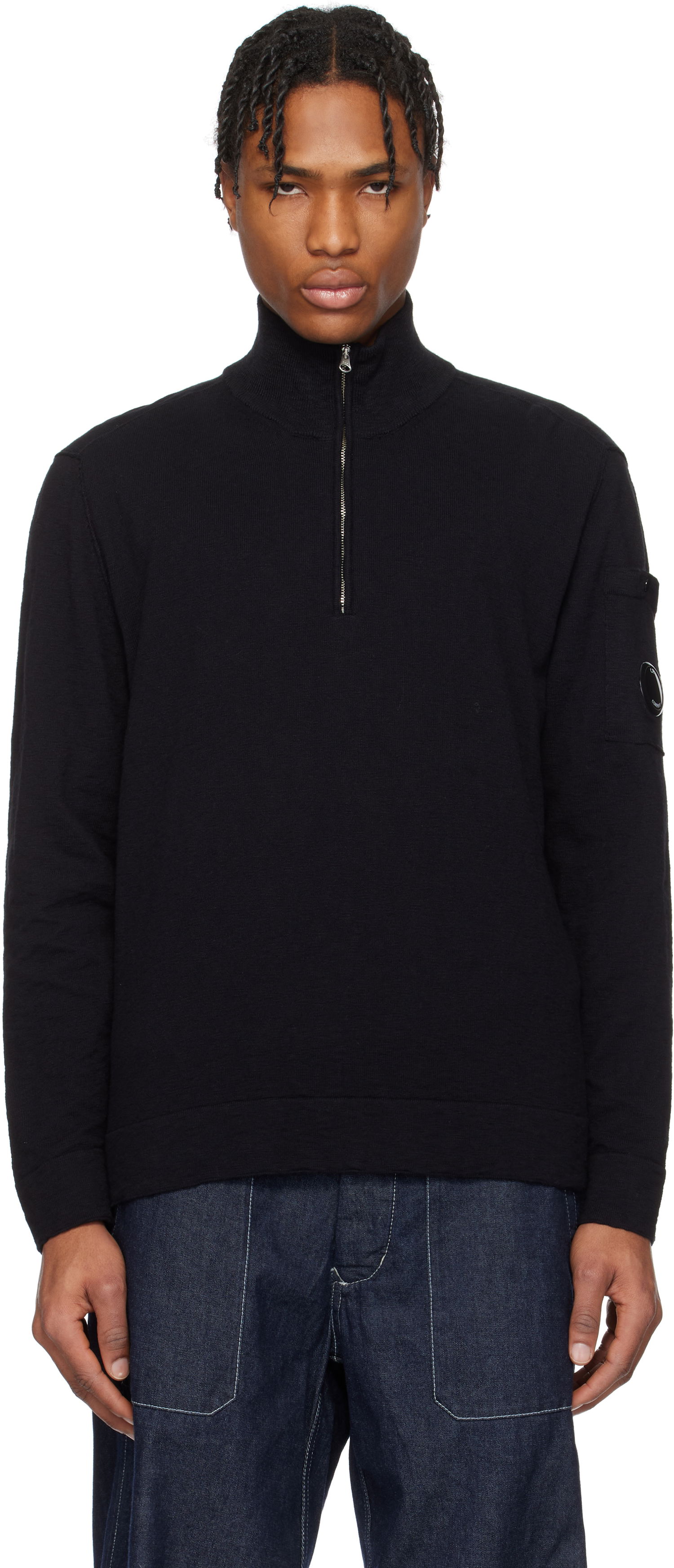 Sweater C.P. Company C.P. Company Half Zip Knit Sweater Svart | 18CMKN304A-110373A, 0