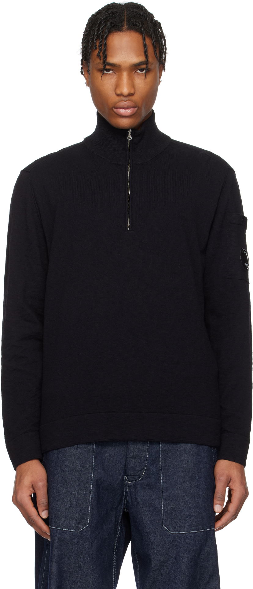 Sweater C.P. Company C.P. Company Half Zip Knit Sweater Svart | 18CMKN304A-110373A