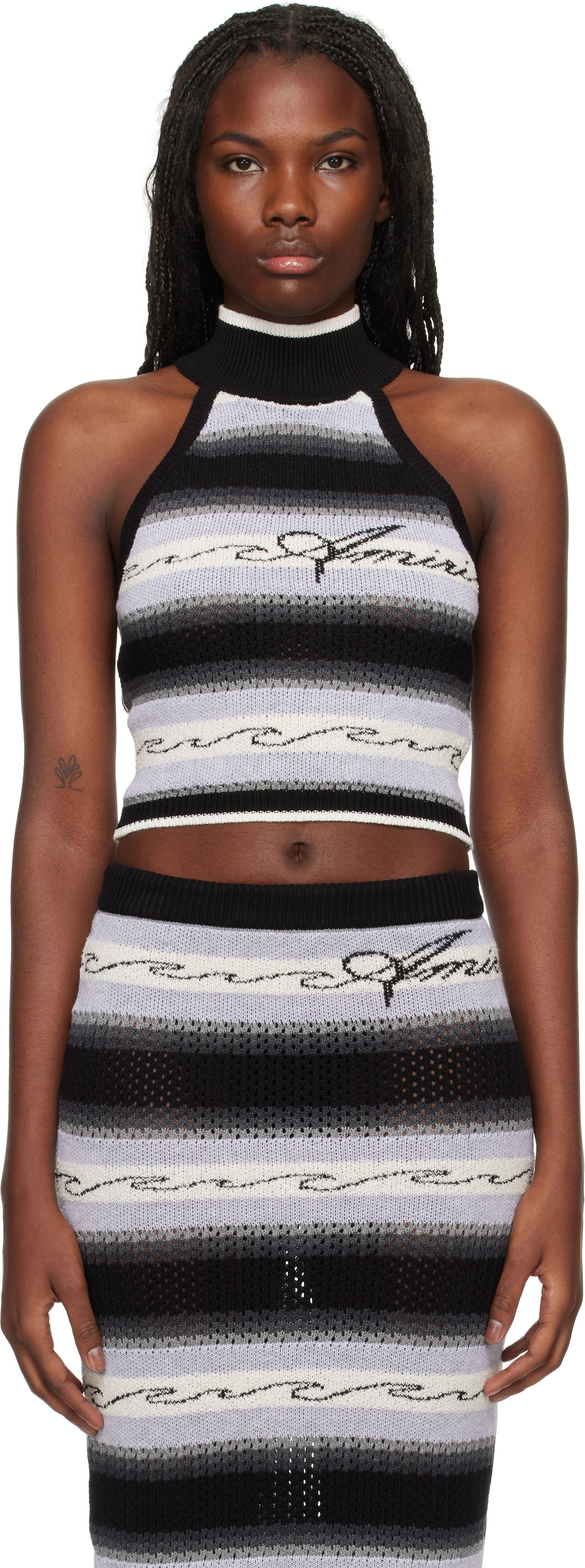 Linne AMIRI Wave Baja Stripe Tank Top Svart | AWKNTT1005, 0