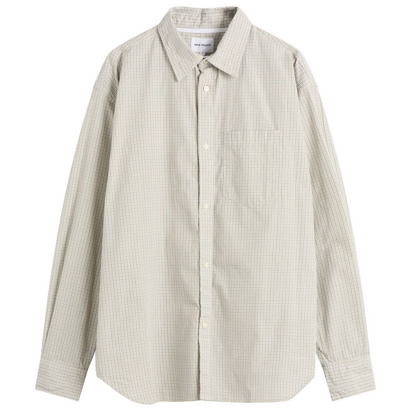 Skjorta NORSE PROJECTS Ole Oversize Poplin Check Shirt Beige | N40-0851-2064