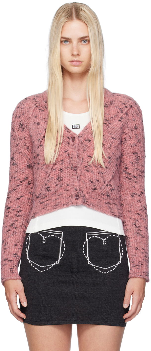 Sweater Moschino Cable Knit Cardigan Rosa | 242K10904