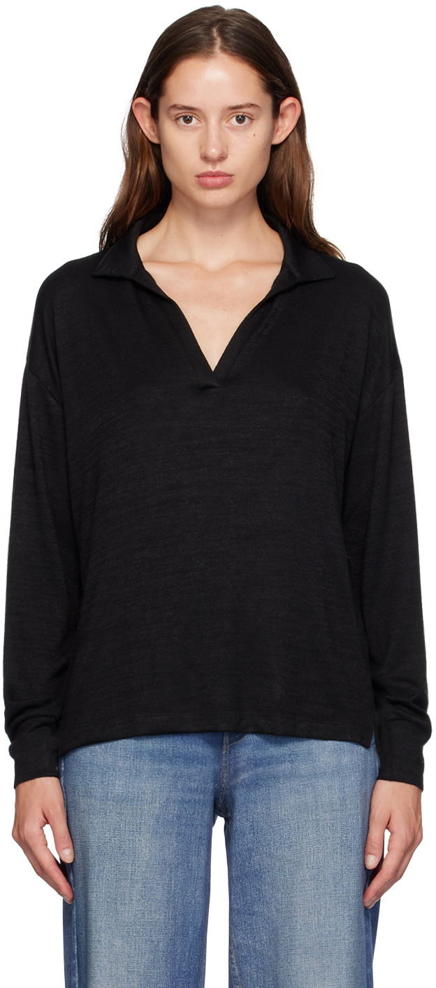 Sweater rag & bone Rag & Bone Knit V-Neck Polo Svart | WCC24FT021JY21
