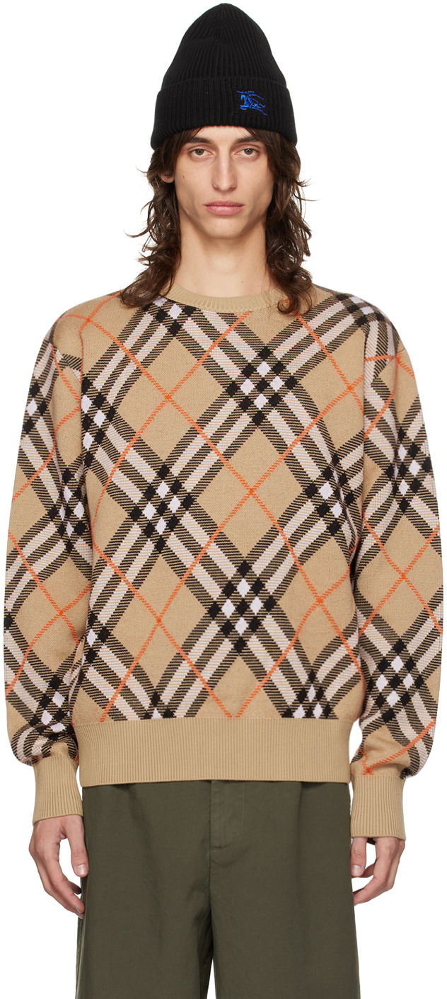 Sweater Burberry Check Sweater Beige | 8093497, 0