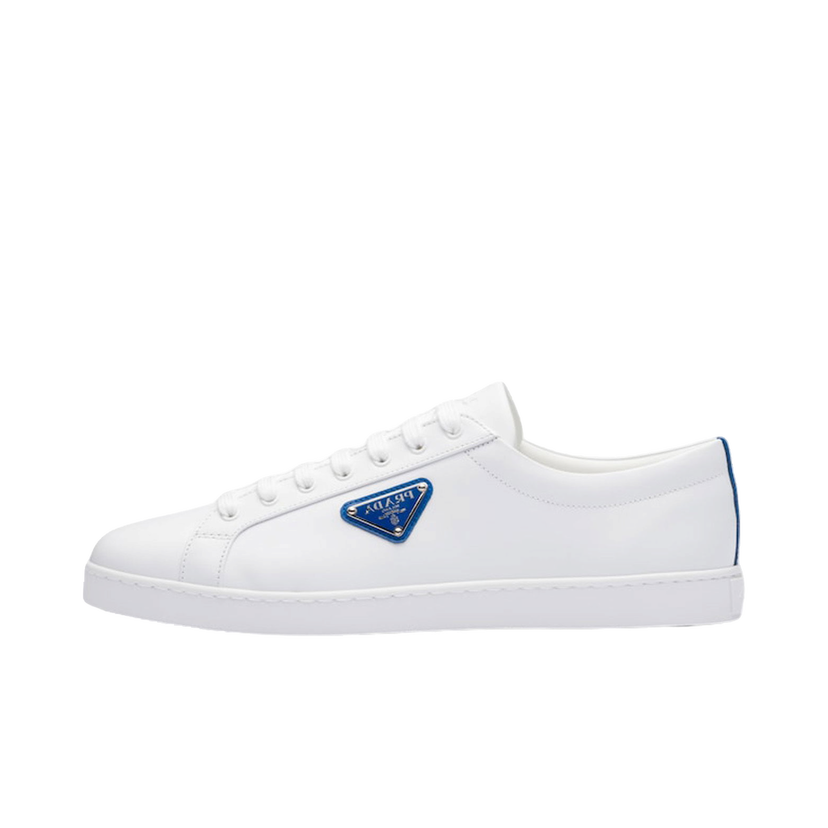 Sneakers och skor Prada Brushed Sneakers Leather White White Cobalt Blue Vit | 2EE376_3F0E_F098Z