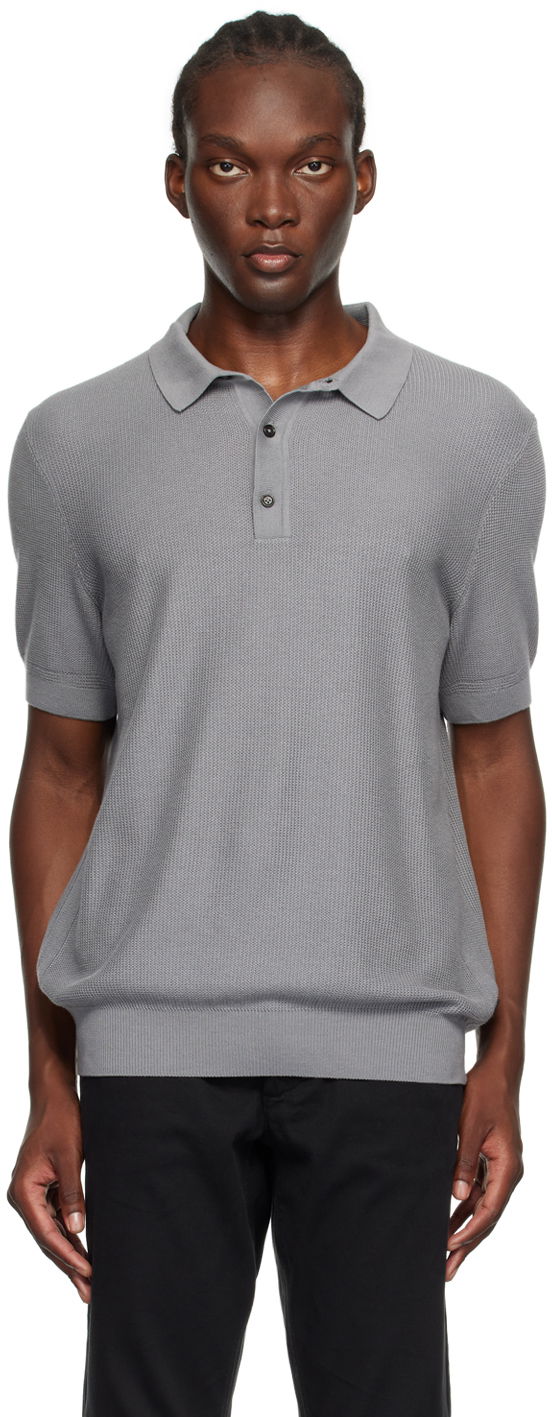 Kläder BOSS Gray Open Knit Polo Grå | 50519615