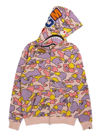Sweatshirt BAPE Sta Camo Shark Full Zip Hoodie Rosa | 1H80-215-004