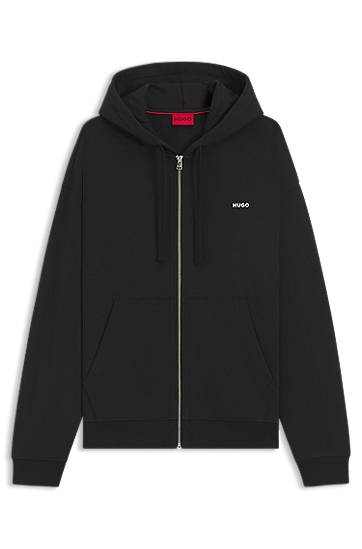 Sweatshirt BOSS Relaxed-Fit Cotton Terry Zip-Up Hoodie Svart | 50548651