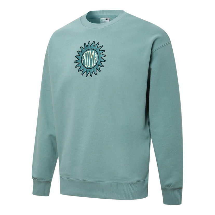 Sweater Puma Downtown Graphic Crew Living Series Embroidered Knit Pullover Grön | 533677-50