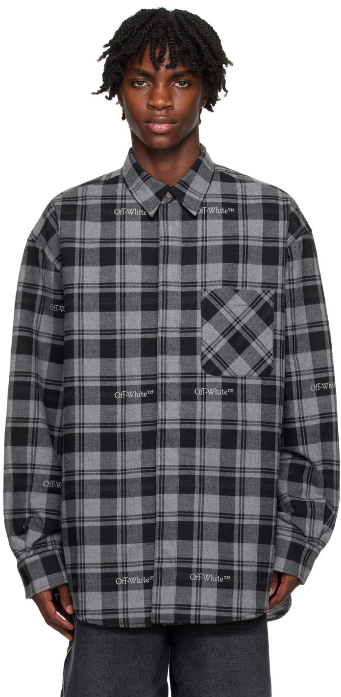 Jacka Off-White Check Jacket Grå | OMES003F23FAB0010800, 0