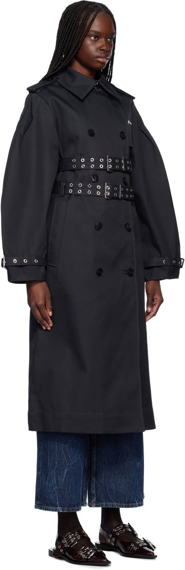 Trenchcoat GANNI Ganni Bonded Cotton Trench Coat Svart | W0395, 1