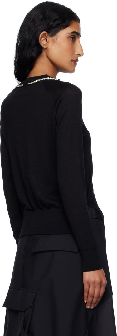 Sweater Simone Rocha Simone Rocha Pearl & Chain Bow Cardigan Svart | KMK13B 0647, 2