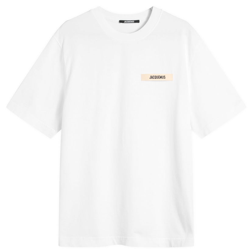 T-shirt Jacquemus Jacquemus Grosgrain Logo T-Shirt, Size Large Vit | 25HTSM00133AJ00226-100