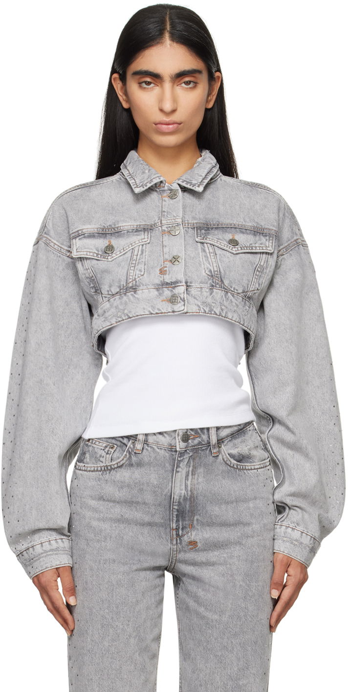 Jacka Ksubi Supercrop Trucker Denim Jacket Grå | WFA24JK003