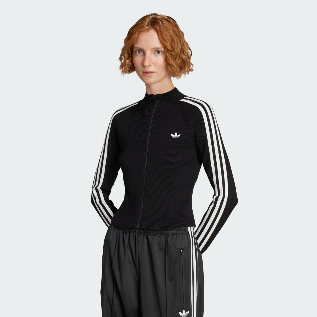 Sweater adidas Performance Adicolor Slim-Fit Knit Top Svart | JY2597, 0