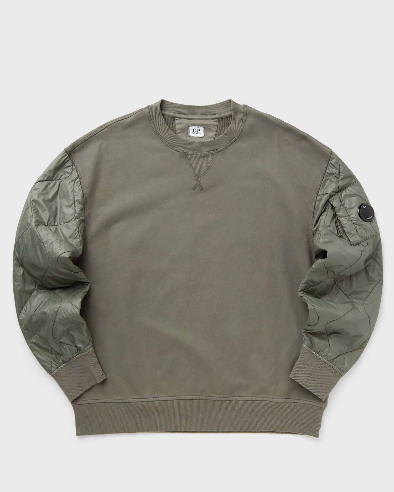 Sweatshirt C.P. Company Diagonal Raised Fleece Mixed Quilted Crew Neck Sweatshirt Grå | 17CMSS003A005835M-674, 0