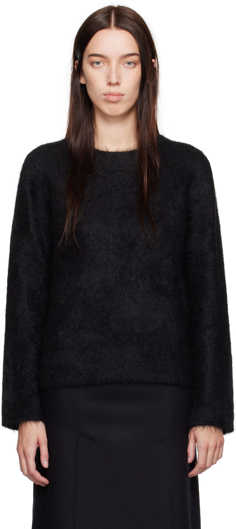 Sweater Loulou de Saison Loulou de Saison Freya Fuzzy Knit Sweater Svart | FREYA