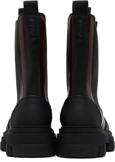 Kläder GANNI GANNI Cleated Mid Chelsea Boots Bourgogne | S2897, 1