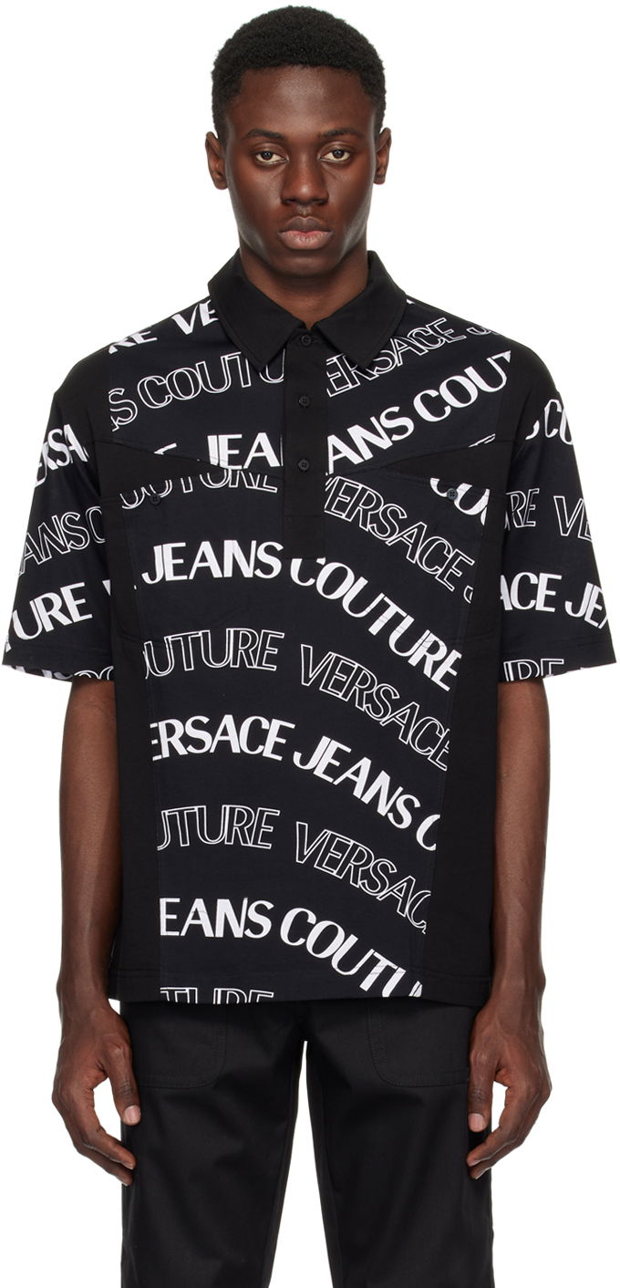 Polotröja Versace Couture Black Logowave Polo Svart | E76GAG629_EJS296