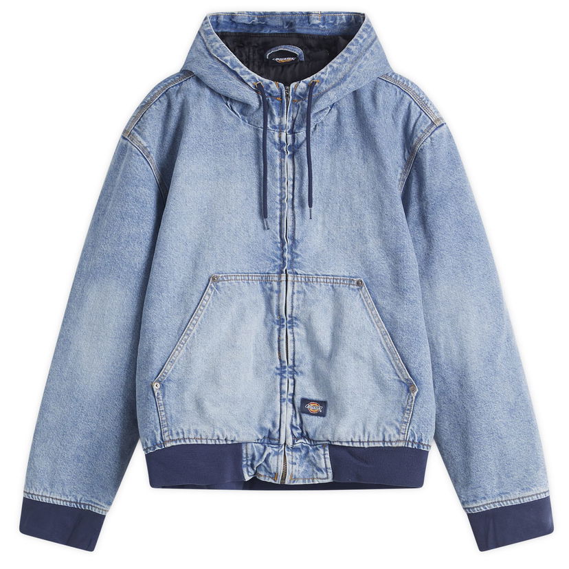 Jacka Dickies Hooded Denim Jacket, Size Large Blå | DK0A4ZAPK211-233