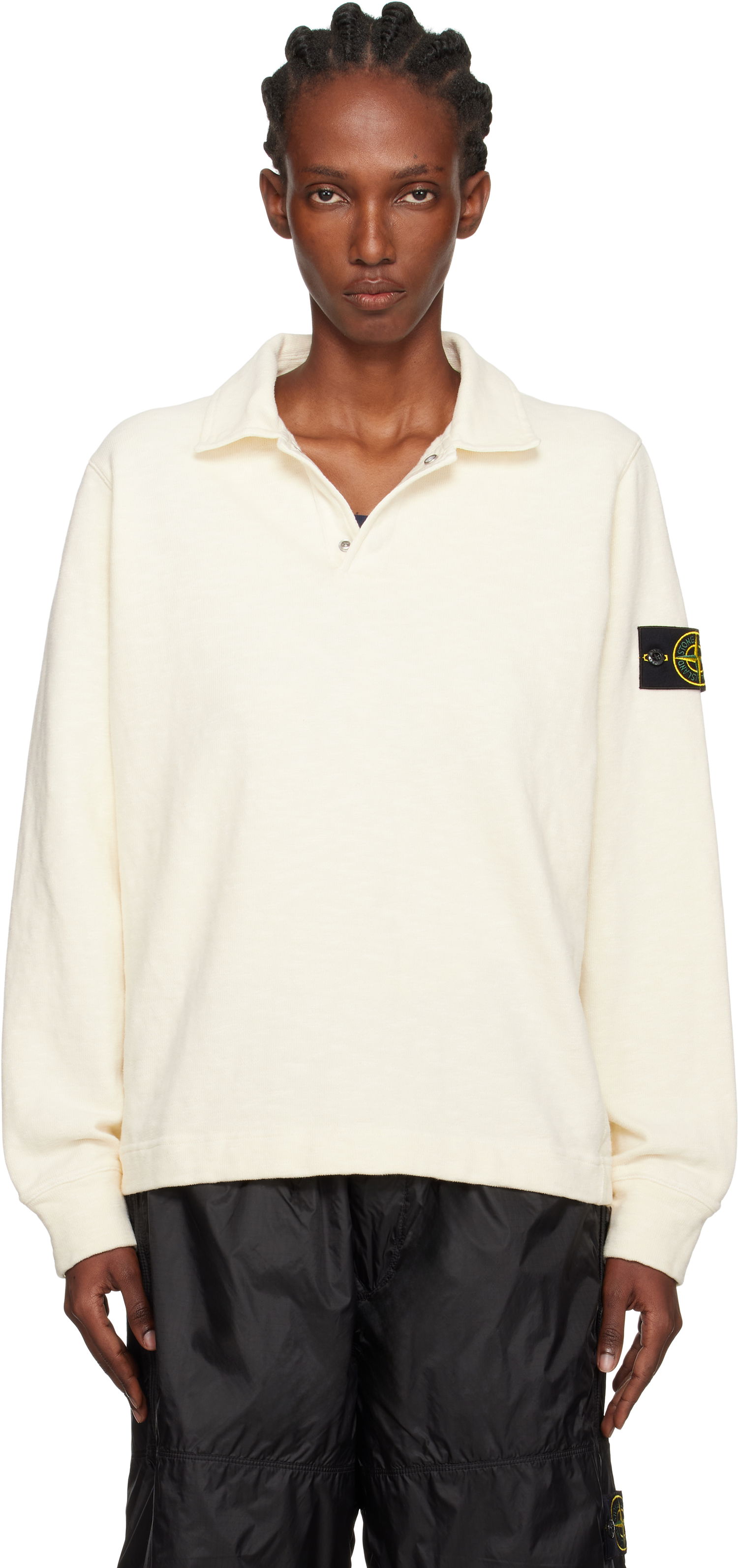 Polotröja Stone Island Stone Island Brushed Cotton Jersey Polo Vit | K2S15 6100054 S0238, 0