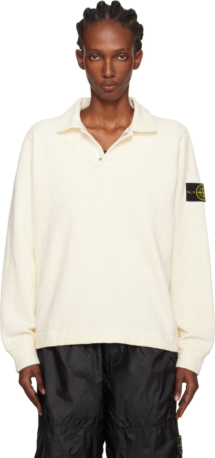 Polotröja Stone Island Stone Island Brushed Cotton Jersey Polo Vit | K2S15 6100054 S0238