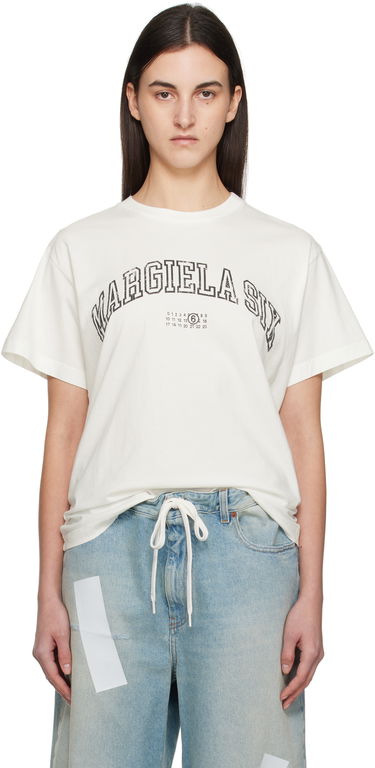 T-shirt Maison Margiela MM6 Maison Margiela Varsity Print T-Shirt Vit | SH0GC0046 S24312, 0
