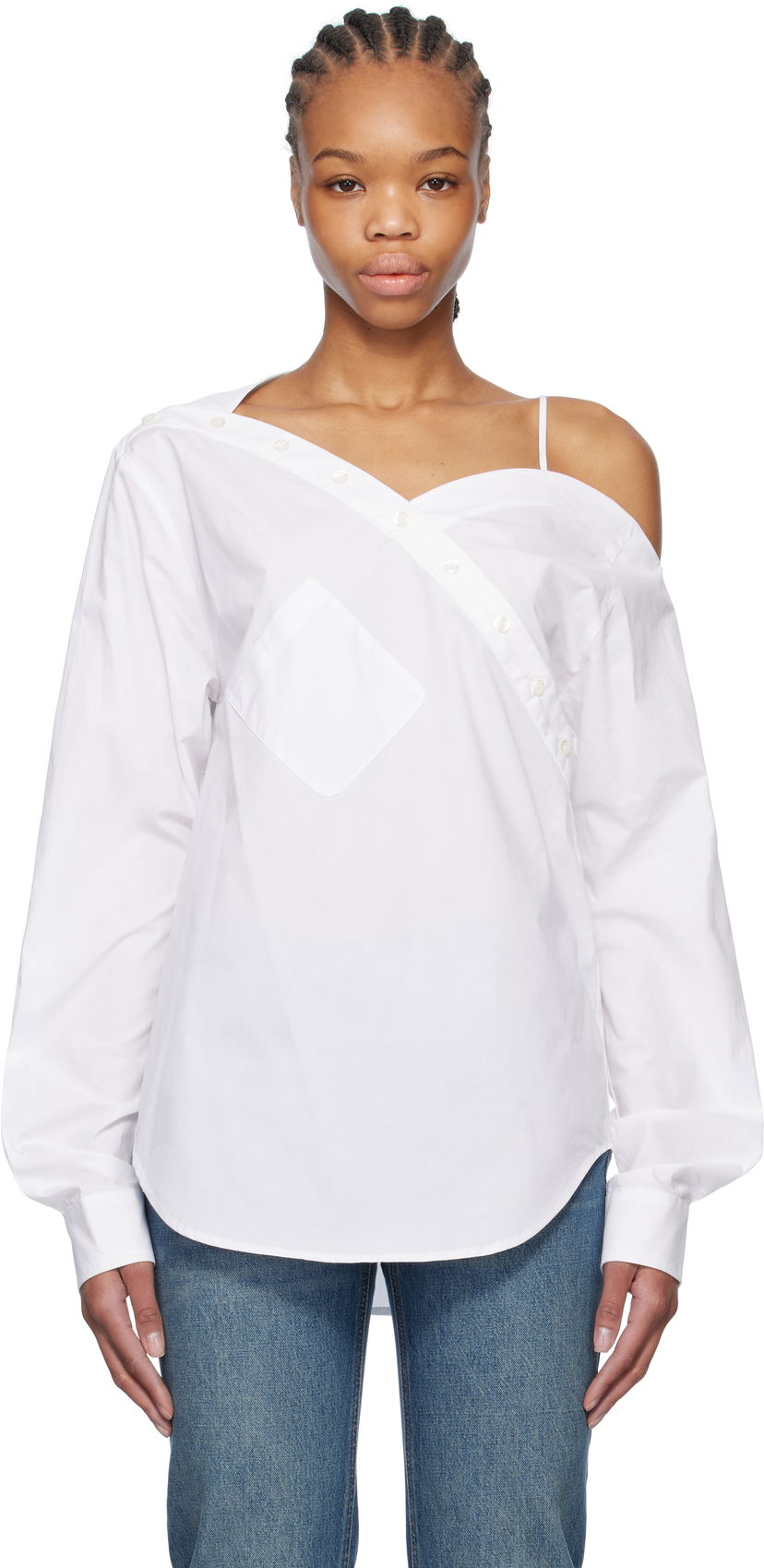 Skjorta Coperni Coperni One Shoulder Shirt Vit | COPCH52F2010