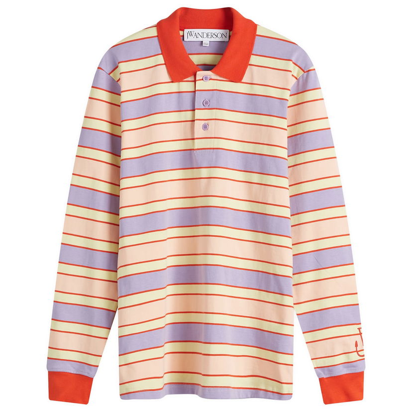 Polotröja JW Anderson Striped Long Sleeve Polo Top Purpur | JO0262-PG1724-398