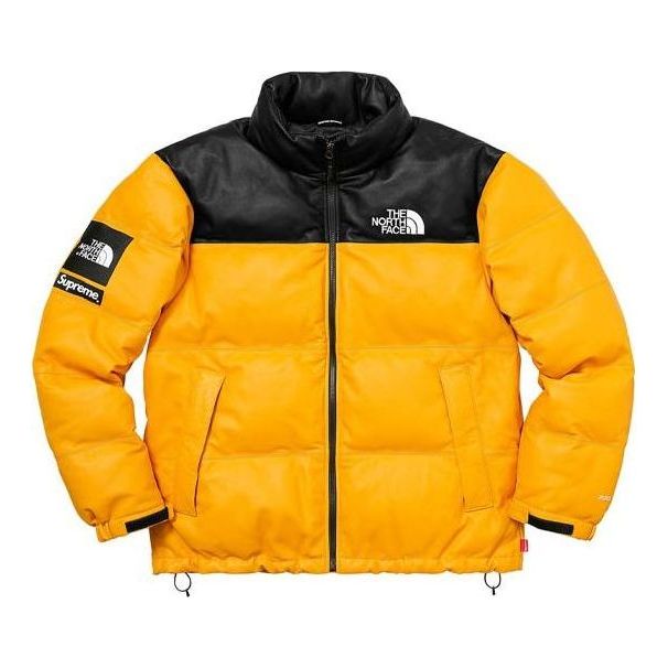Pufferjacka Supreme Nuptse Leather  Jacket Gul | SUP-FW17-618