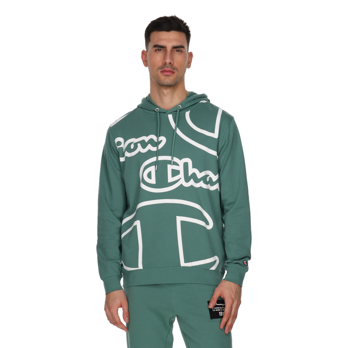 Sweatshirt Champion Easy Hoodie All-over Graphic Print Grön | 220531-GS501, 0