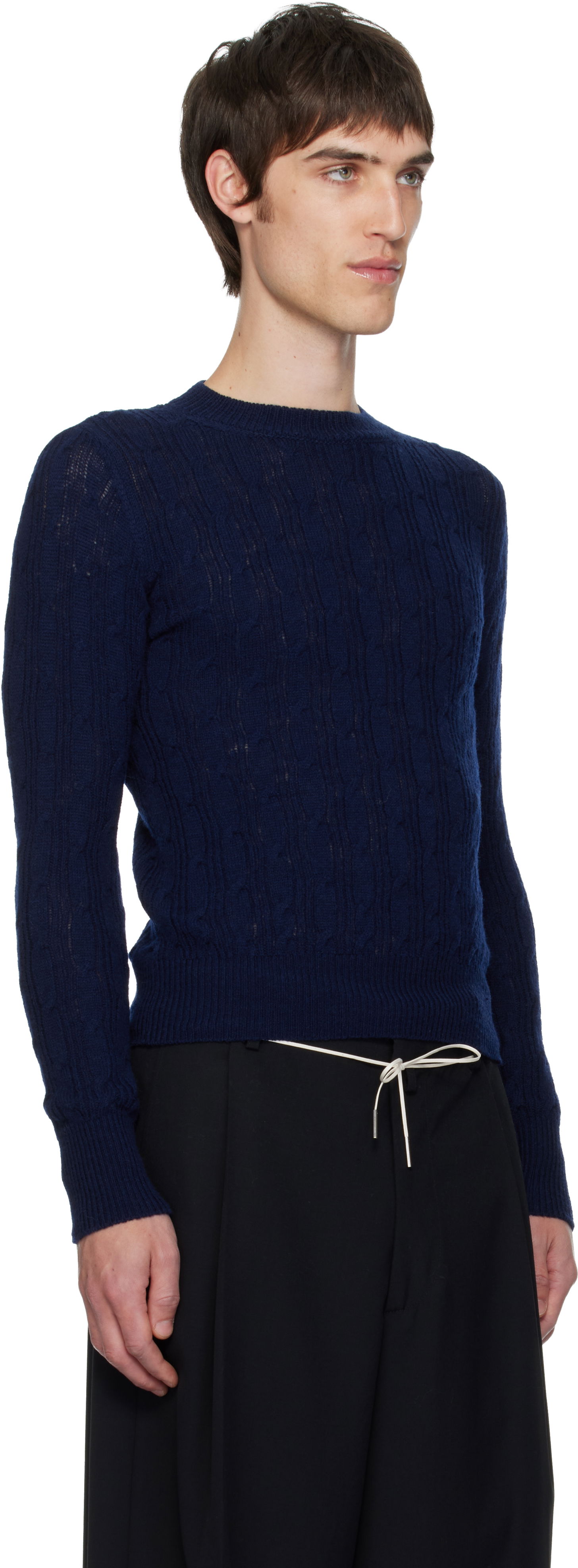 Sweater Dries Van Noten Dries Van Noten Cable-Knit Sweater Mörkblå | 252-021211-2707, 1