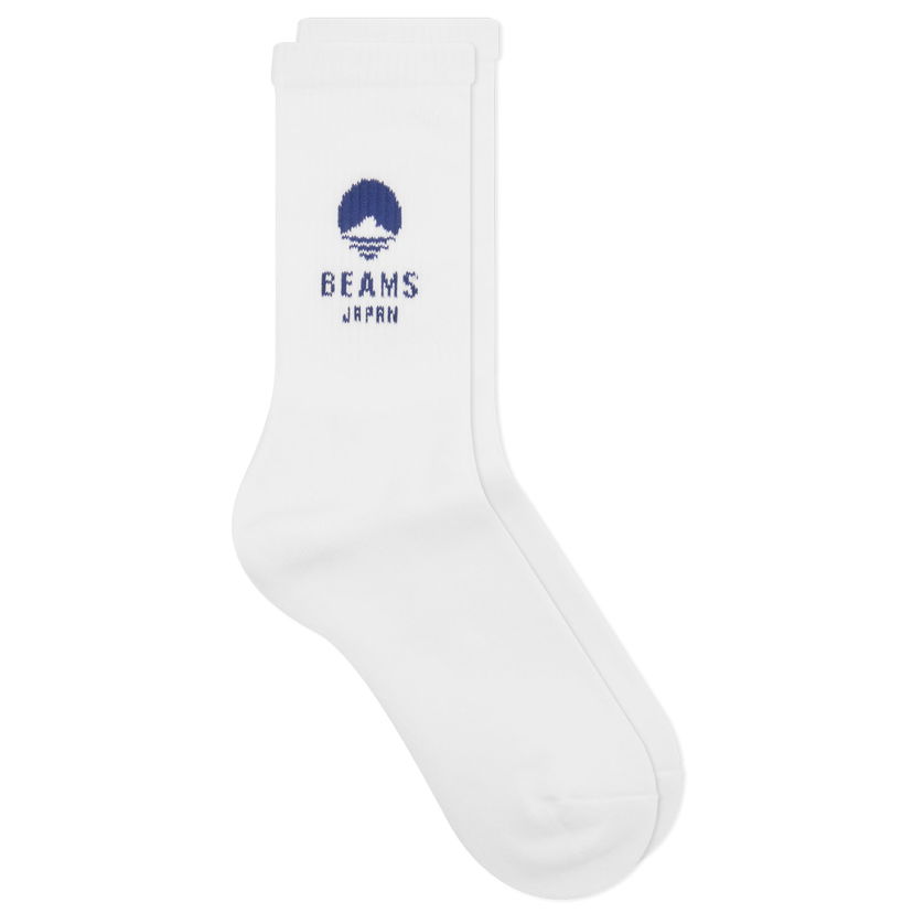 Strumpor BEAMS Logo Socks, Size Large Vit | 56430018655-2