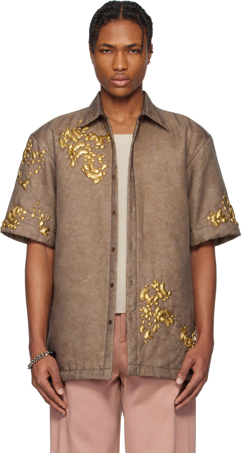Skjorta Dries Van Noten Dries Van Noten Graphic Hardware Shirt Brun | 251-020752-1501