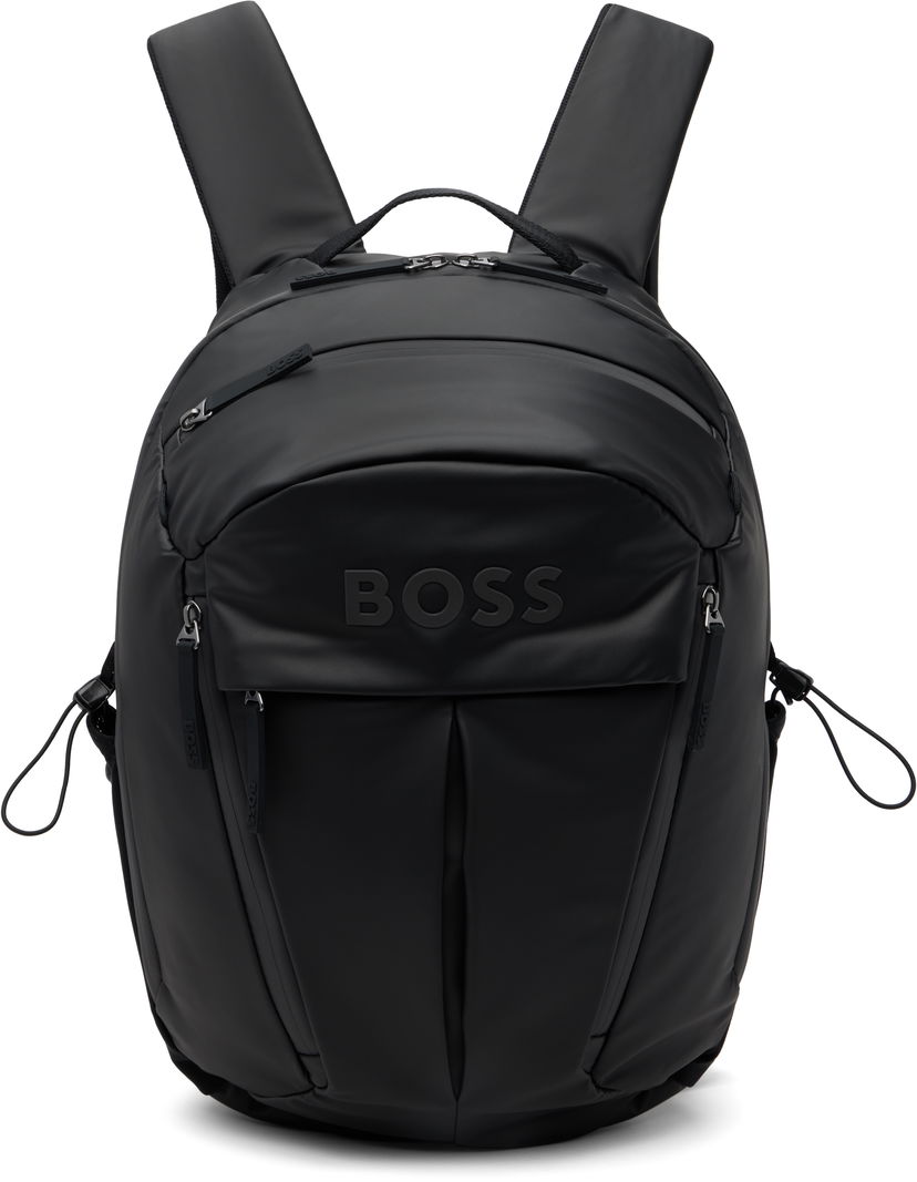 Ryggsäck BOSS Faux-Leather Logo Backpack Svart | 50548067
