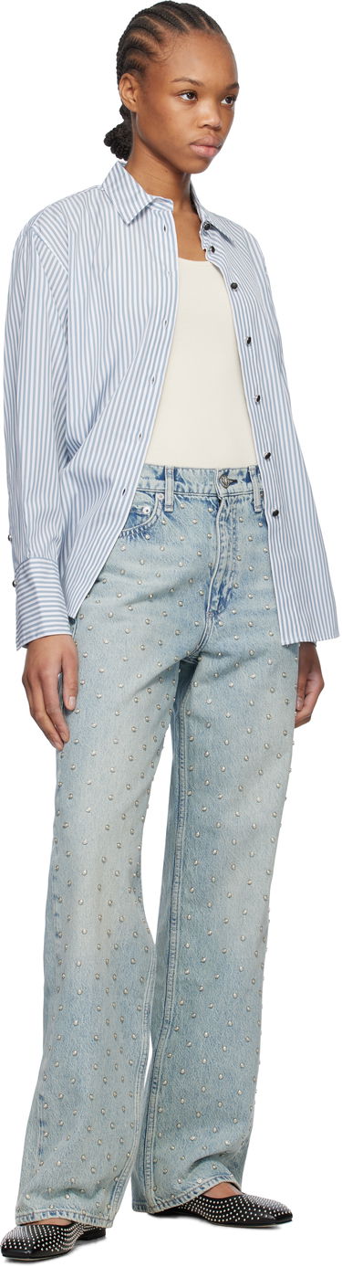 Skjorta rag & bone rag & bone Eve Striped Shirt Blå | WAW24HA0184618, 3