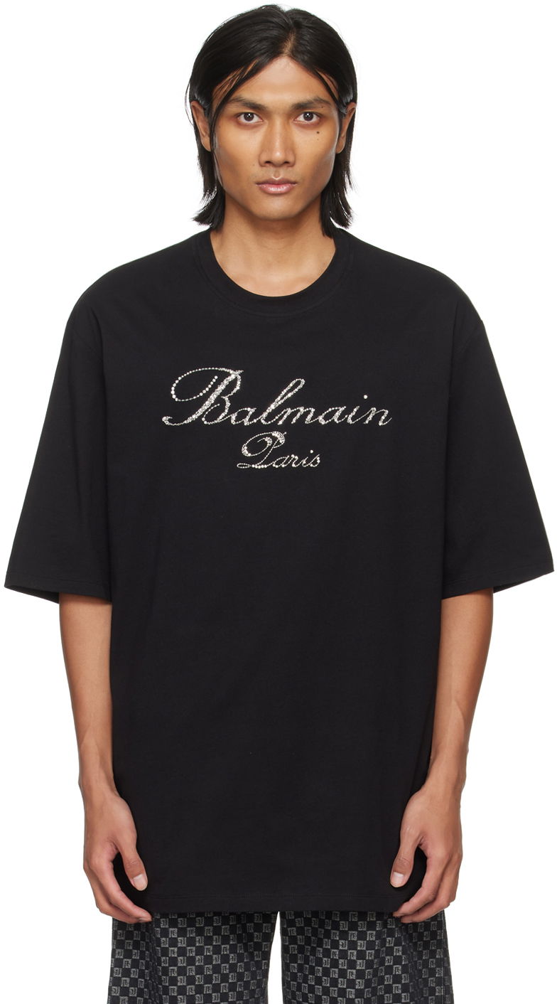 T-shirt Balmain Crystal-Cut T-Shirt Svart | CH1EH015PC19
