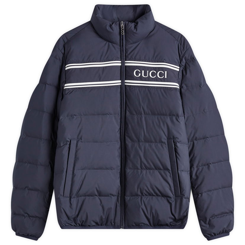 Pufferjacka Gucci Logo Lightweight Down Jacket Mörkblå | 794821-Z8BTA-4215