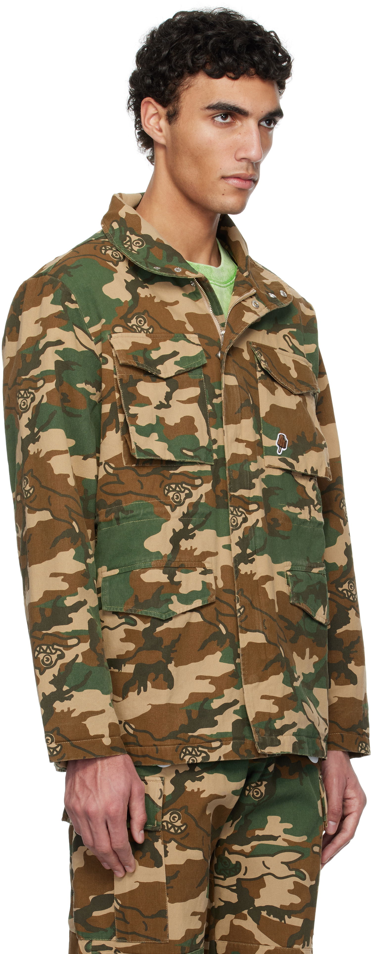 Jacka BBC IceCream ICECREAM Running Dog Woodland Camo M65 Jacket Grön | IC24S35, 1