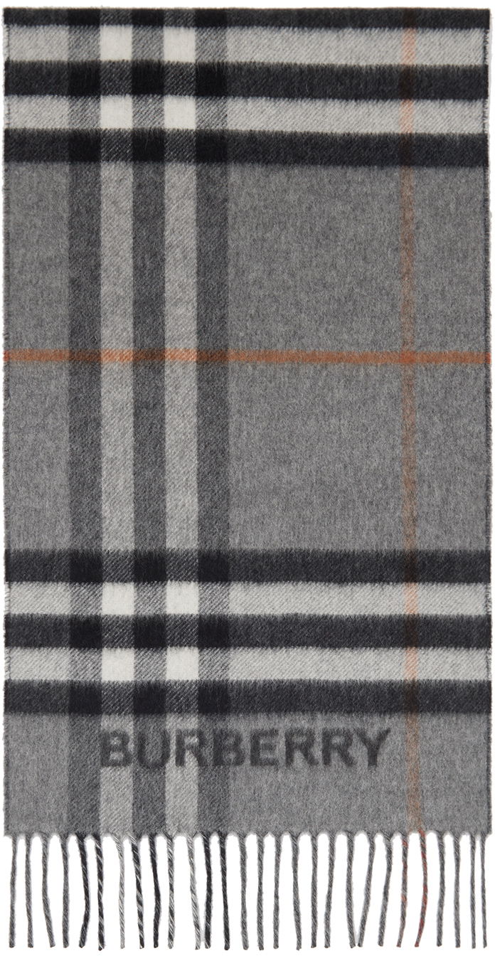 Halsduk Burberry Contrast Check Scarf Gray Grå | 8059277