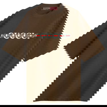 T-shirt Gucci Men's Interlocking Logo Heavy Cotton T-Shirt Size Large Brun | 798115-XJHDG-2240, 1